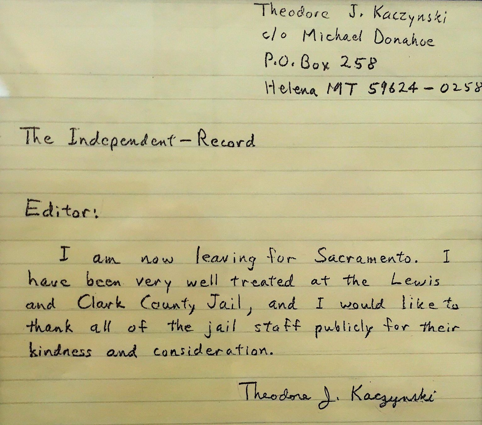 Letter from Unabomber